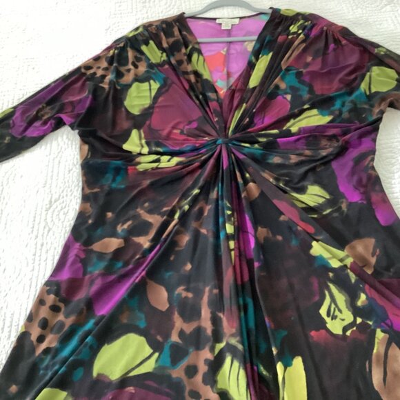Kim Rogers Woman Dress Plus Size 20W Multi-Color Floral Print Knot Front Waterco - Picture 10 of 13